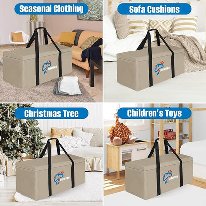 SIRUITON Cushion Storage Bag 600D Oxford,Waterproof,69"L x 29.5"W x 21.6"H | Heavy duty, rip proof, with handle & zipper, for patio & garden cushions, UV-resistant, all-weather protection