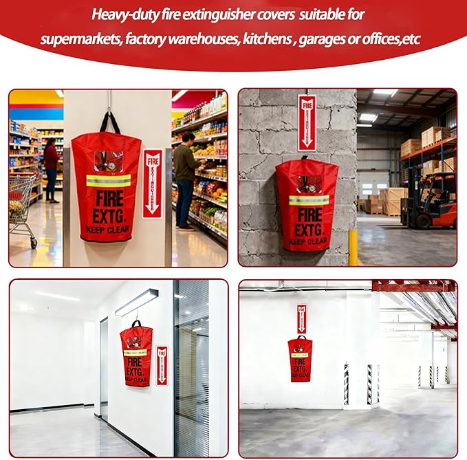 Fire Extinguisher Cover with reflective strap, 20-30LB Heavy-duty fire extinguisher protective sleeve, Portable from Scuffs & Scratches Accessories,Suitable for outdoor or home 18 "Wx 32"H