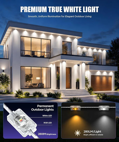 Permanent Outdoor Lights 100FT, RGB+IC Smart Outdoor Lights for House, App & Voice Control, Waterproof Outdoor Eave Lights for Christmas Holiday Patio Yard Decor