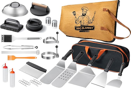 36PCS Grilling Accessories, Griddle Accessories Kit with BBQ Blanket, Flat Top Grill Tools for Blackstone & Camp Chef, Grill Spatula Set with Enlarged Spatulas, Basting Cover, Scraper