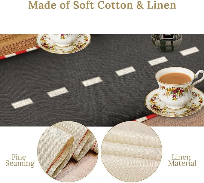 Creative Finish Line Racing Table Runner Burlap for Home Kitchen Dining Dinner Indoor Outdoor Party Farmhouse Table Decor 13x70 Inch