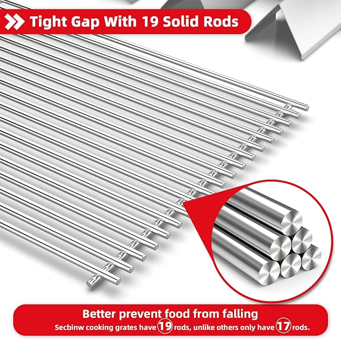 SettleDown Grill Grates 66032 Flavorizer Bars for Weber Genesis II Grill Parts GS4,66095 Cooking Grates & 66795 Heat Deflector for Weber Genesis ii E-310 E-315 S-335, Stainless Steel