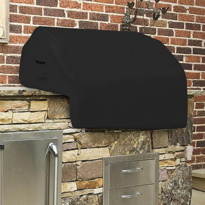 Covers & All Built-in Grill Cover for Outdoor Grill – Heavy Duty 12 oz Waterproof Built-in BBQ Grill Cover, PVC-Coated Polyester with Elastic Hem for Snug Fit (44 x 27 x 26 inches, Black)