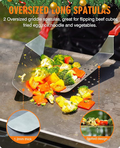 HOMENOTE Griddle Accessories Kit, Exclusive Griddle Tools Spatulas Set for Blackstone - 8 Pcs Commercial Grade Flat Top Grill Accessories - Great for Outdoor BBQ, Teppanyaki and Camping, Red