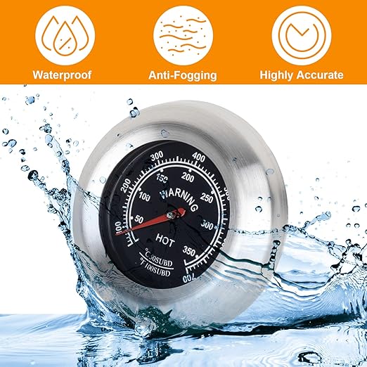 3" BBQ Thermometer Gauge for Dyna Glo Grill Accessories DGN405DNC DGN576DNC-D, Master Forge BG179A BG2614B Parts, Accurate Heat Indicator for cuisinart, Stok, Uniflame, Backyard Grill Parts 700F