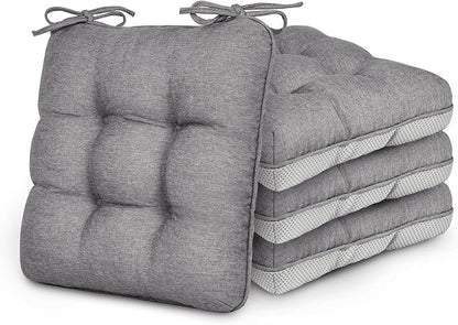 Love's cabin Memory Foam Chair Cushions Set of 4, 19"x19"x3.5" Indoor & Outdoor Seat Pads for Dining, Kitchen, Office, Patio Chairs - Grey