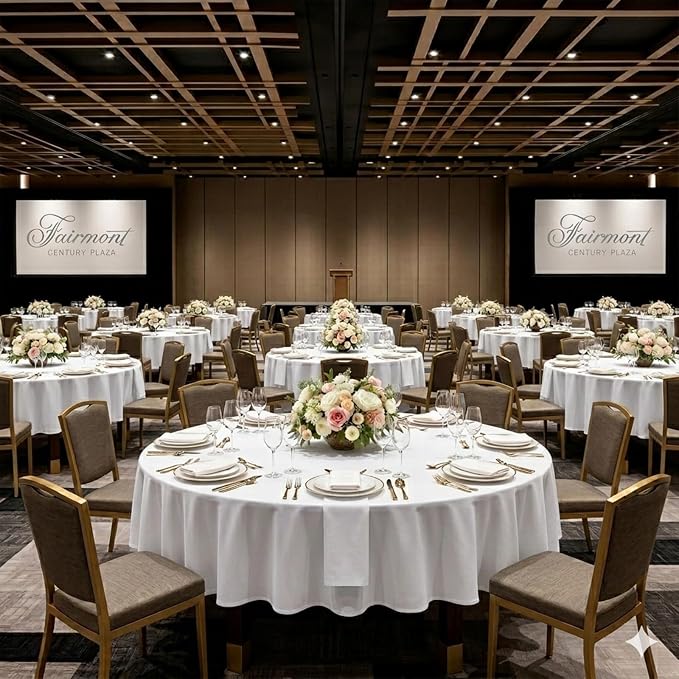 12 Pack White Round Tablecloth 108 Inch | For 4Ft-6Ft Round Table, Wrinkle Resistant Table Cloth, Washable Polyester Fabric, For Wedding Party Banquet Buffet Camping