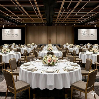 12 Pack White Round Tablecloth 90 Inch | For 3Ft-5Ft Round Table, Wrinkle Resistant Table Cloth, Washable Polyester Fabric, For Wedding Party Banquet Buffet Camping