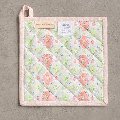 Maison d' Hermine Pot Holders 100% Cotton Heat Resistant Potholders 8" x 8" Hot Pads with Loop BBQ Cooking Baking Hotel Farmhouse Kitchen Handling Hot Pans Spring Summer (Pack of 1, Bunny Party)