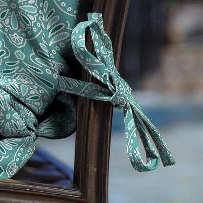 Arden Outdoor Dining Chair Cushion, 2 Pack, 20 x 20, Rain-Proof, Fade Resistant, Turquoise Daphne Medallion