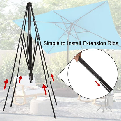 Blissun Rectangular Patio Umbrella, Table Market Umbrella with Tilt and Crank, Outdoor Umbrella for Garden, Deck, Backyard, Pool and Beach