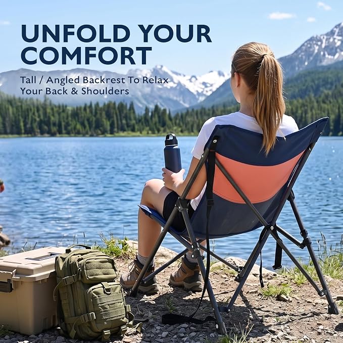 Alvantor® Camping Chair 2 Pack, High Back Folding Beach Chair Breathable for Outdoor, Ergonomic Backrest, Easy Use Portable Lawn Chair Seat for Travel, Sports Events, 20"x28"x28"