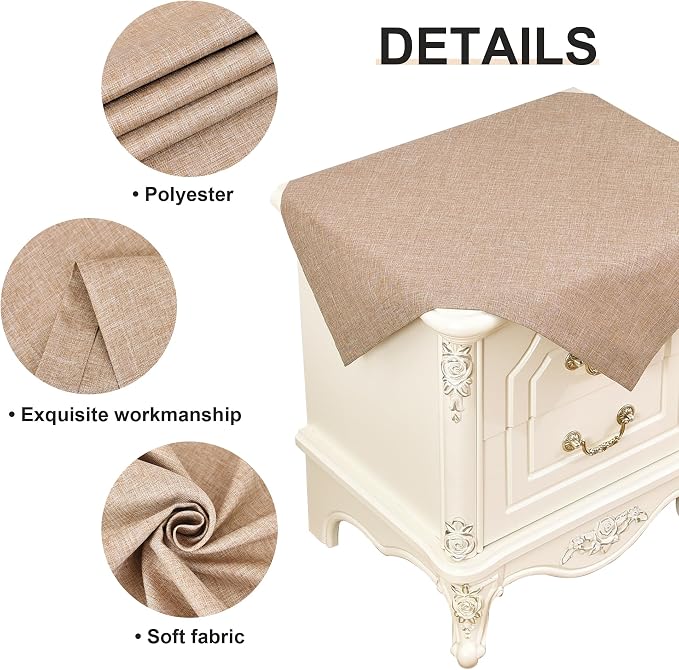 Wolkemer 2 Pack Faux Linen Small Square Tablecloth Heavy Duty Fabric Nightstand Table Cloths 24 x 24 Inch Flaxen Farmhouse Rustic End Table Cover for Dining Bedroom Tabletop Decoration