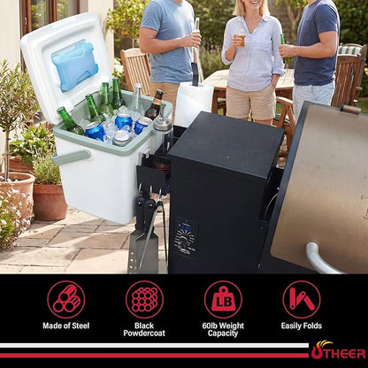 Utheer Pellet Grill Side Prep & Drink Station with Hanging Cooler, Universal Clamp-On Side Shelf, Fits Traeger Pro 22/34, Pro 575/780, Weber Searwood 600/XL 600, Pit Boss Austin XL,Camp Chef Pro 24/36