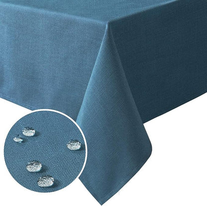 H.VERSAILTEX Linen Textured Table Cloths 54 x 80 Inch Premium Solid Tablecloth Spill-Proof Waterproof Table Cover for Dining Buffet Feature Extra Soft and Thick Fabric Wrinkle Free, Ink Blue