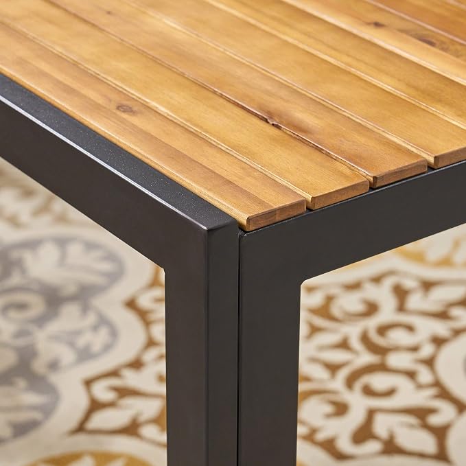 Christopher Knight Home Dining Table, Teak Finish + Black