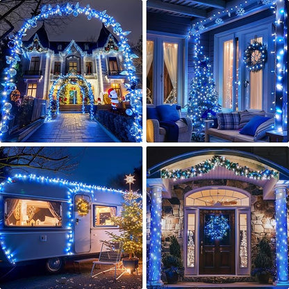 JMEXSUSS 400 LED Blue and White Christmas Lights Indoor Outdoor with Remore | 132 ft String Lights Plug in, Christmas Tree Lights for Bedroom Party Outside Patio Tree Holiday Xmas Decor,8 Modes