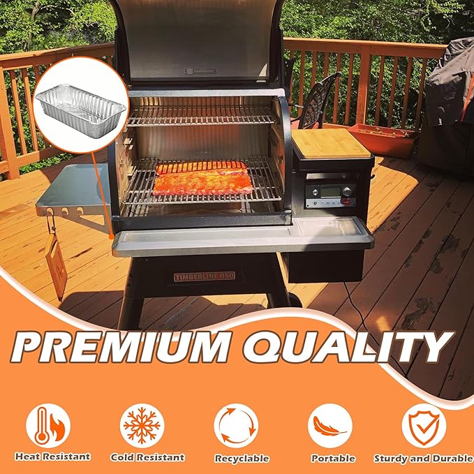 Grill Drip Pan Liners for Traeger Timberline 850 and 1300 (Gen 1 and 2 Models) Pellet Grills, BAC404 & BAC582 Aluminum Grease Trays Replacement Parts for Traeger Timberline Pellet Grills, 30 Packs
