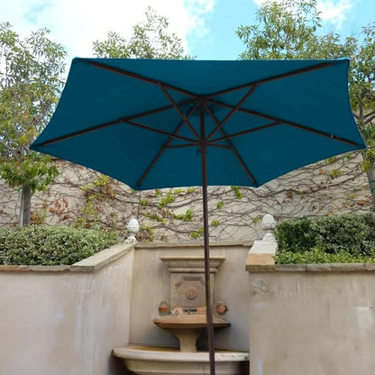 Formosa Covers 9ft 6 Ribs Market Patio Umbrella Replacement Canopy - Top Canvas - 600D UV Protective and Water Resistant Umbrella Fabric - Premium Quality Replacement Canopy Cover ONLY (Teal)