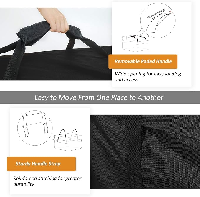 NettyPro Patio Cushion Storage Bags 32 x 32 x 24 inch Water-Resistant Small Outdoor Bag for Cushions Heavy Duty Patio Furniture Storage Bag, Black