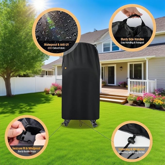 Pizza Oven Cover Outdoor BBQ Grill Cover Fits Solo Stove Pi Pizza Oven Cart | 25"Dia x 42"H, Waterproof Heavy Duty Pizza Oven Stand Cover