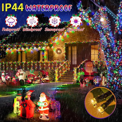 Hezbjiti 403FT 1000LED Color Changing Christmas Lights Outdoor, 11 Modes String Lights IP44 Waterproof Fairy Lights for Party Wedding Tree Decorations (Warm White and Multicolor, Green Wire)