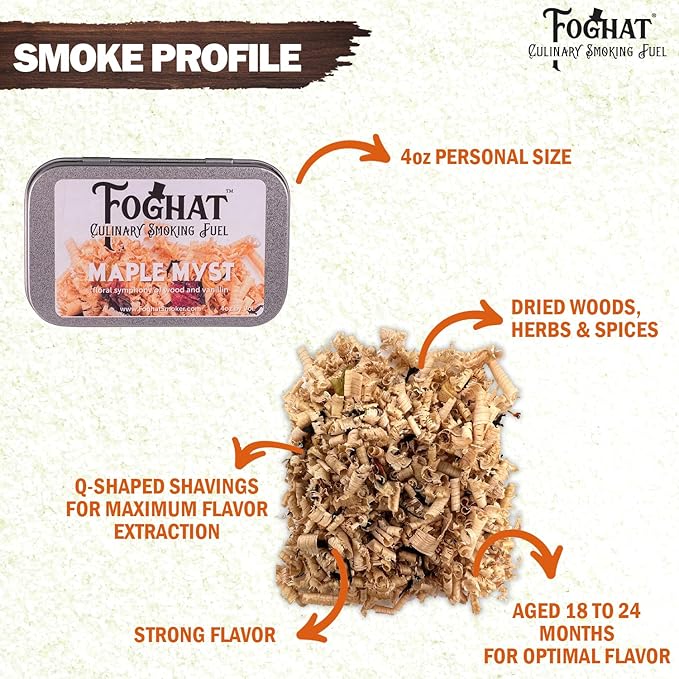 Cocktail Smoker Wood Chips - 4oz Maple Myst Shavings for Smoker, Whiskey & Drink Infuser Kit - All Natural, Culinary Wood Smoking Chips for Hand Held Food Smoke Gun & Bourbon Drink Glass Smoker