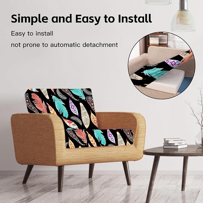 8Pcs Patio Cushion Covers, Outdoor Stretch Cushion Covers, Washable | Stretch Fit, Replacement, Washable and Reusable Furniture Protectors, Fits most patio furniture cushion covers, Cover Only