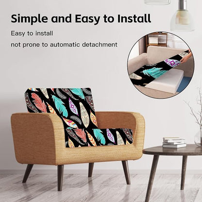 8Pcs Patio Cushion Covers, Outdoor Stretch Cushion Covers, Washable | Stretch Fit, Replacement, Washable and Reusable Furniture Protectors, Fits most patio furniture cushion covers, Cover Only