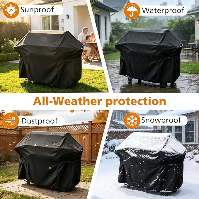 65 Inch Grill Cover for Expert Grill 3 Burner Gas & Charcoal Combo BBQ Grill, Outdoor Waterproof Cover for BBQ Propane Griddle with Side Table, Weather Protection Accessory- 65x30x50 in