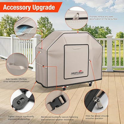 Exclusive Foldable 48 inch Grill Cover, 600D Heavy Duty Waterproof Outdoor BBQ Cover for 2-3 Burners Grill Weber Nexgrill CharBroil, Khaki