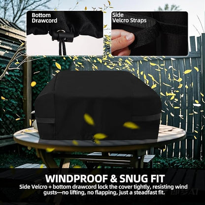 Grill Cover for Megamaster Tabletop Grill 820-0065C, Waterproof, Cover Only | UV Resistant, Windproof Drawstring & Strap, Propane Tank Can Also Be Covered, Outdoor Gas Grill Accessories, Patio BBQ Shield