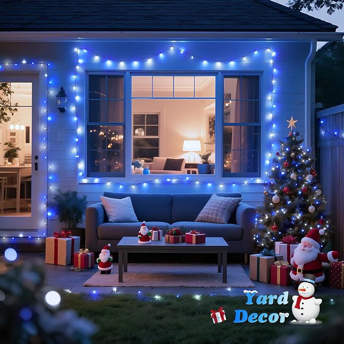 JMEXSUSS 500 LED Blue and White Christmas Lights with Remote Plug in | 173ft 8 Modes LED Christmas Lights Indoor, Waterproof Christmas Twinkle Lights for Tree Holiday Xmas Decorations