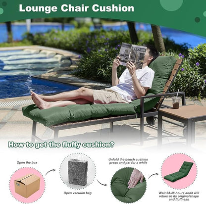 Outdoor Lounge Chair Cushions, 74.4 x 22 x 4.7 Inches Waterproof Fade Resistant Patio Cushion for Chaise Lounger