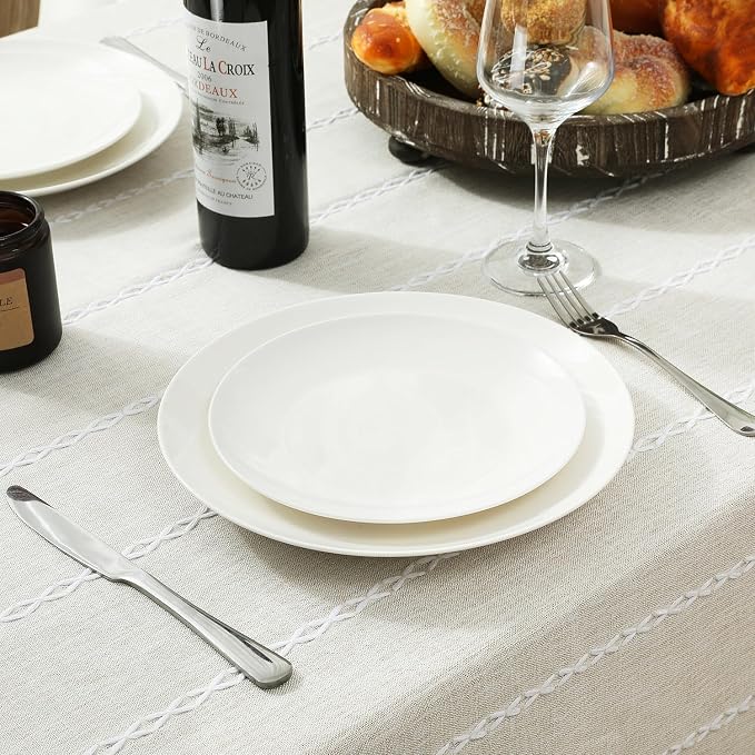 Chassic 60 x 60 inches Farmhouse Style Linen tablecloths, Wrinkle Resistant Washable Dining Room Table Cloths for Square Tables - Beige