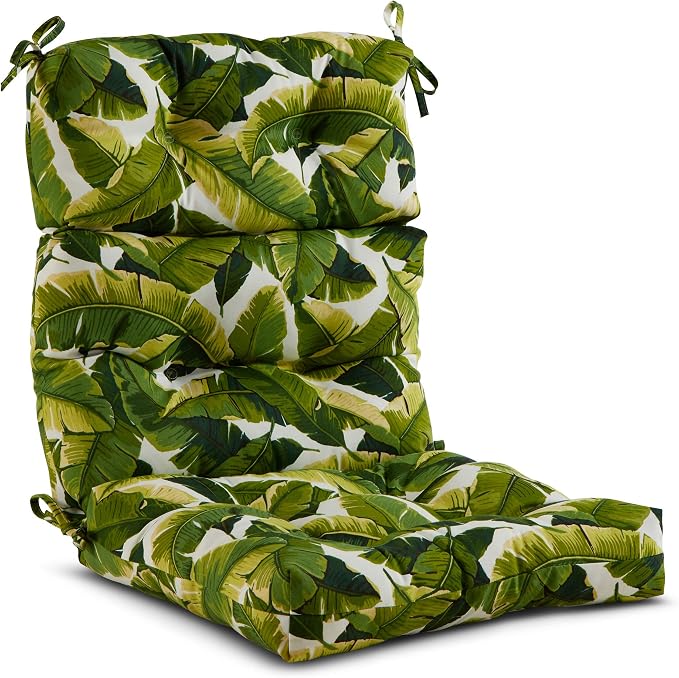 Greendale Home Fashions Tropical White 44'' x 22'' Outdoor High Back Chair Cushion