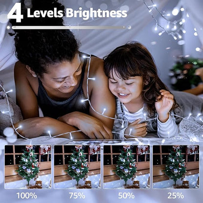 196FT 600 LED Christmas Lights Outdoor Waterproof, Timer & Memory Function, 8 Modes Cool White String Lights Plug in Twinkle Lights for Xmas Tree Holiday Garden Indoor Party Decor