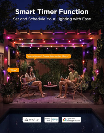 Govee S14 Bulb Outdoor String Lights 2, 96ft RGBICWW, 30 LED Bulbs, IP66 (Pack of 2)