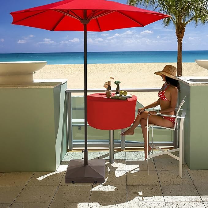 Casafield Patio Umbrella Base – Fillable to 100 lbs. Weighted Stand with Wheels for Outdoor / Lawn or Pool Deck Umbrellas up to 10 FT - Brown
