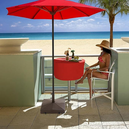 Casafield Patio Umbrella Base – Fillable to 100 lbs. Weighted Stand with Wheels for Outdoor / Lawn or Pool Deck Umbrellas up to 10 FT - Brown