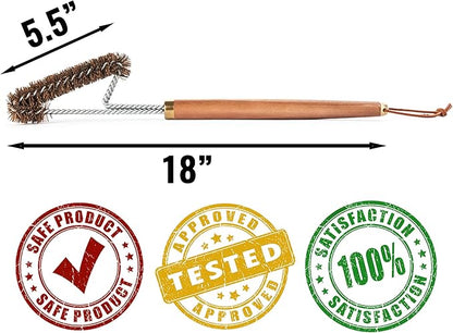 Grillaholics Pro Grill Brush Palmyra - Better Than a Bristle Free Grill Brush Natural Palmyra Bristle Brushes Clean Between The Grates and Season Your Grates