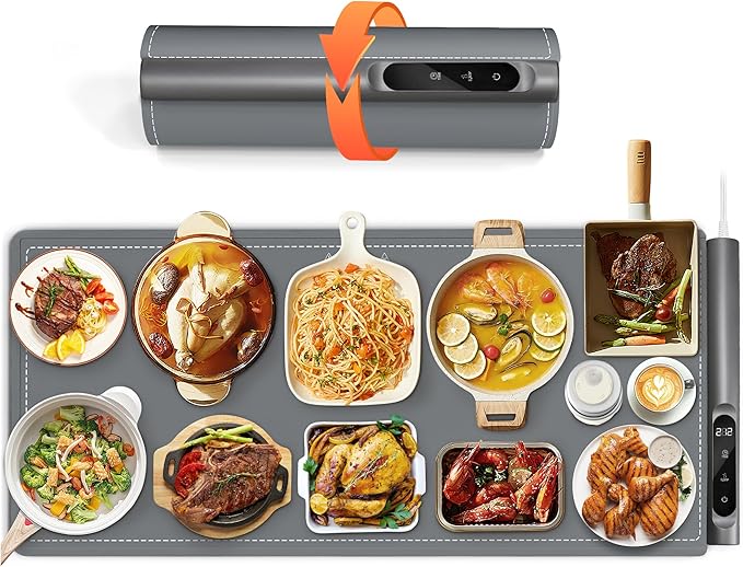 Newise Graphene Warming Mat for Food, Extra Large (XXL 36”x 16") Electric Warming Trays for Buffets Party Countertop with 6 Temp & Timer Settings, Kitchen Gifts for Mom Wife, Gray