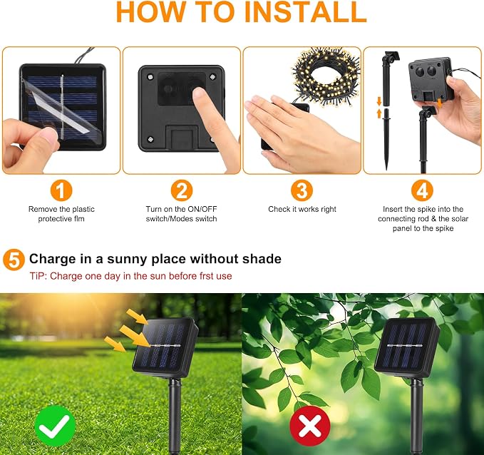2 Pack Solar String Lights for Outside,Each 33Ft 100 LED Solar String Lights Outdoor Waterproof with 8 Modes,Solar Lights Outdoor for Patio, Garden, Tree, Party Decor-Warm White