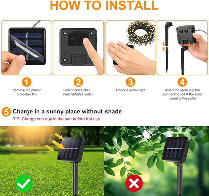 2 Pack Solar String Lights for Outside,Each 33Ft 100 LED Solar String Lights Outdoor Waterproof with 8 Modes,Solar Lights Outdoor for Patio, Garden, Tree, Party Decor-Warm White