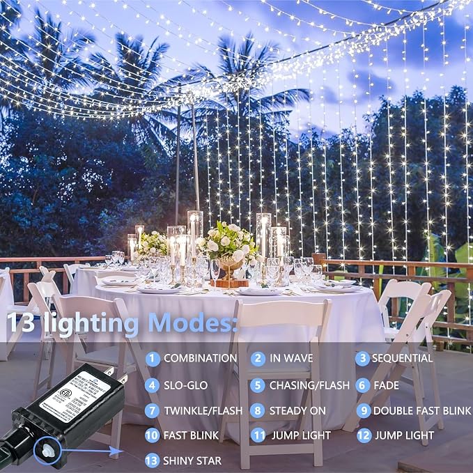 800 LED String Lights, 272FT Super-Long Christmas Lights Outdoor Indoor | Cool White, 13 Modes, Timer, Clear Wire Waterproof Twinkle Fairy Lights Plug in for Bedroom Classroom Patio Xmas Tree Decor