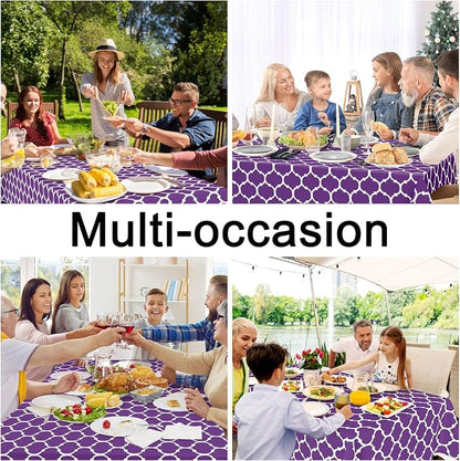 Smiry Square Table Cloth, Waterproof Vinyl Tablecloth with Flannel Backing for Square Tables, Wipeable Spillproof Plastic Tablecloths for Dining, Camping, Indoor and Outdoor (54"x54", Purple)
