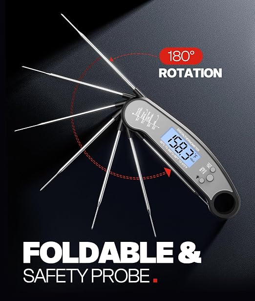 Digital Meat Thermometer, Instant Read Food Thermometer for Cooking | Waterproof for Grilling, BBQ, Air Fryer, Smoker, Candy, Kitchen Gadgets, Gift for Dad, Men