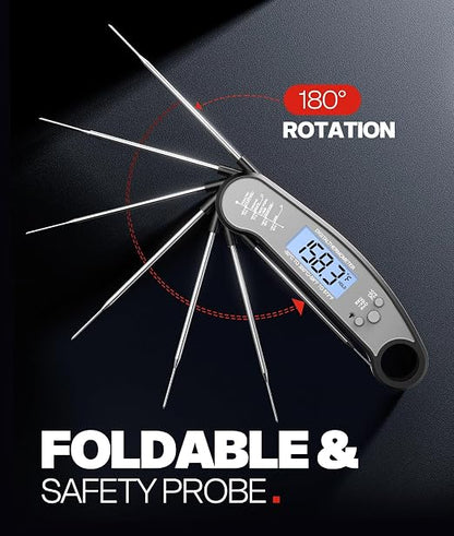 Digital Meat Thermometer, Instant Read Food Thermometer for Cooking | Waterproof for Grilling, BBQ, Air Fryer, Smoker, Candy, Kitchen Gadgets, Gift for Dad, Men
