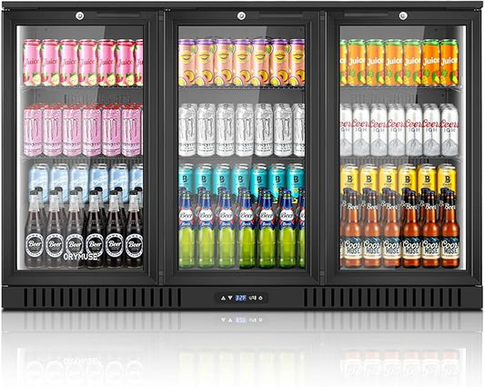 ORYMUSE 53" Commercial Back Bar Cooler with 3 Glass Doors, 11.2 Cu.Ft Under Counter Beverage Refrigerator, Built-in or Freestanding Bar Fridge with Safety Lock & LED Light for Restaurant, Club, Hotel