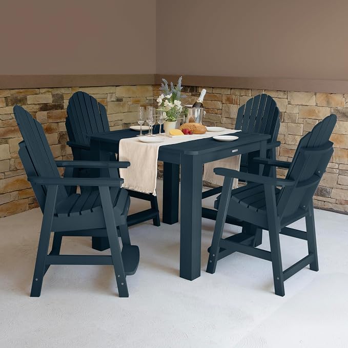 Highwood AD-CNA44-FBE Hamilton 5 Piece Square Counter Height Dining Set, Federal Blue